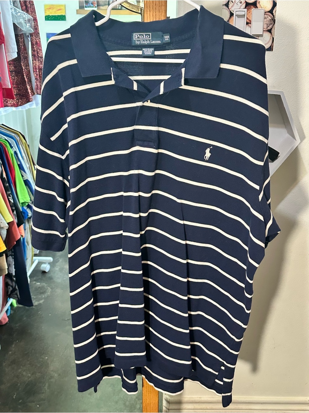 Polo by Ralph Lauren Striped Polo Shirt Navy and White
